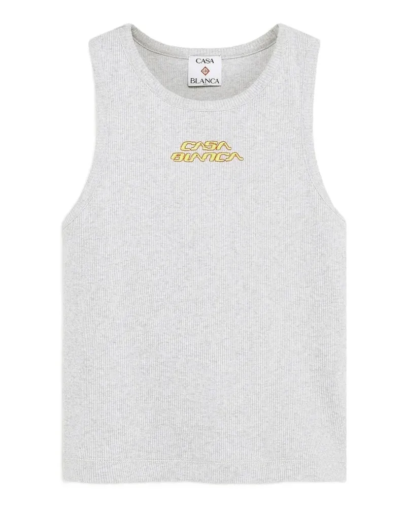 Casablanca Paris Rippstrick-Trägershirt mit Logo-Print - Grau Grau