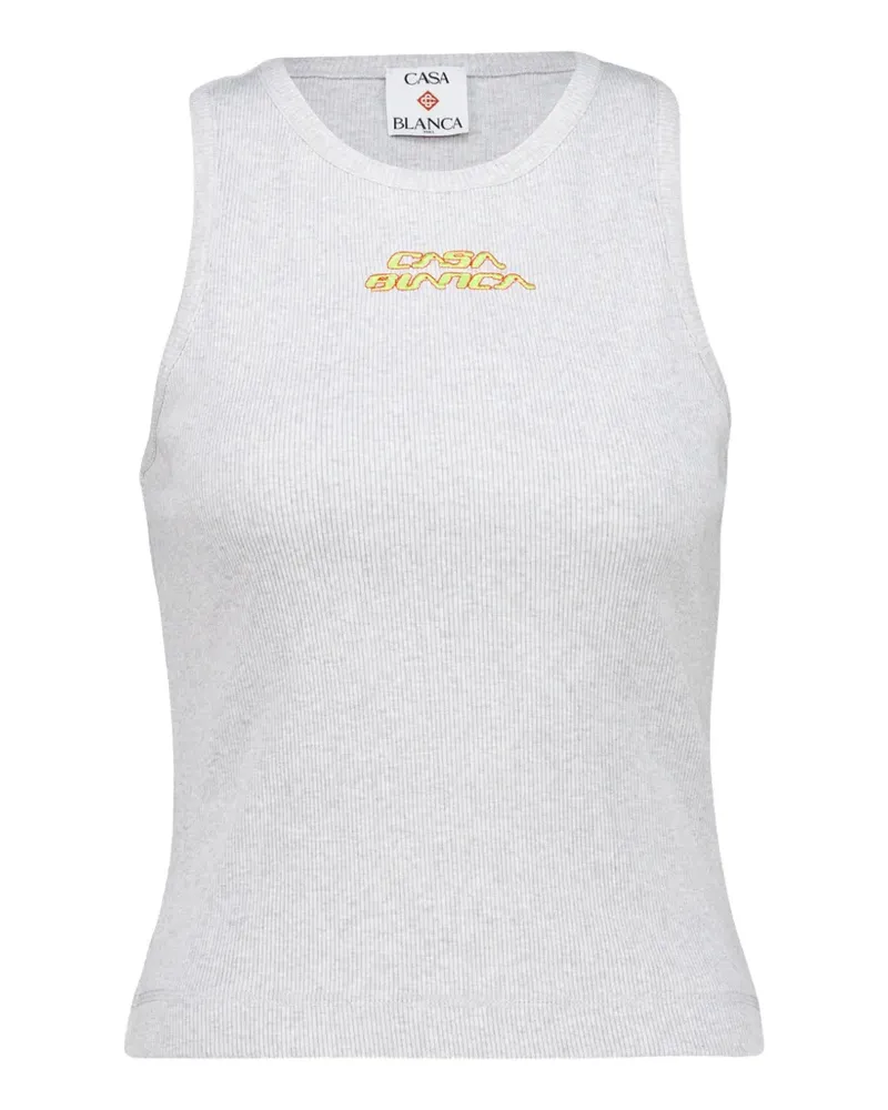 Casablanca Paris ribbed-knit logo-print tank top - Grau Grau