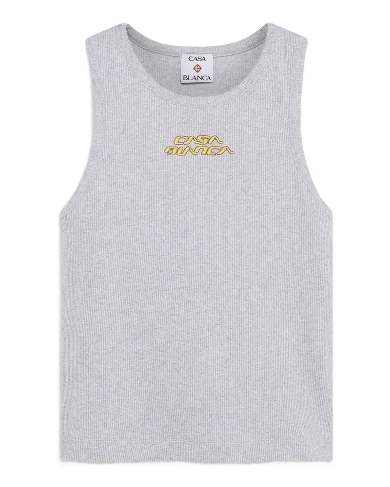 Casablanca Paris Rippstrick-Trägershirt mit Logo-Print - Grau Grau
