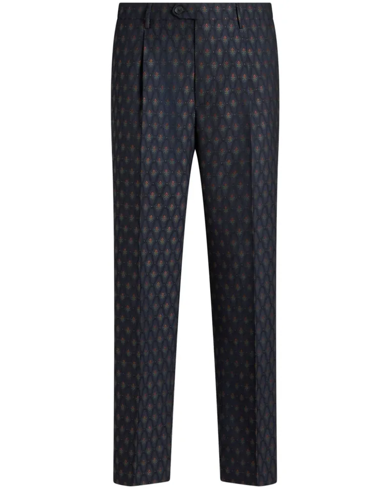 Etro Halbhohe Hose mit Jacquardmuster - Blau Blau