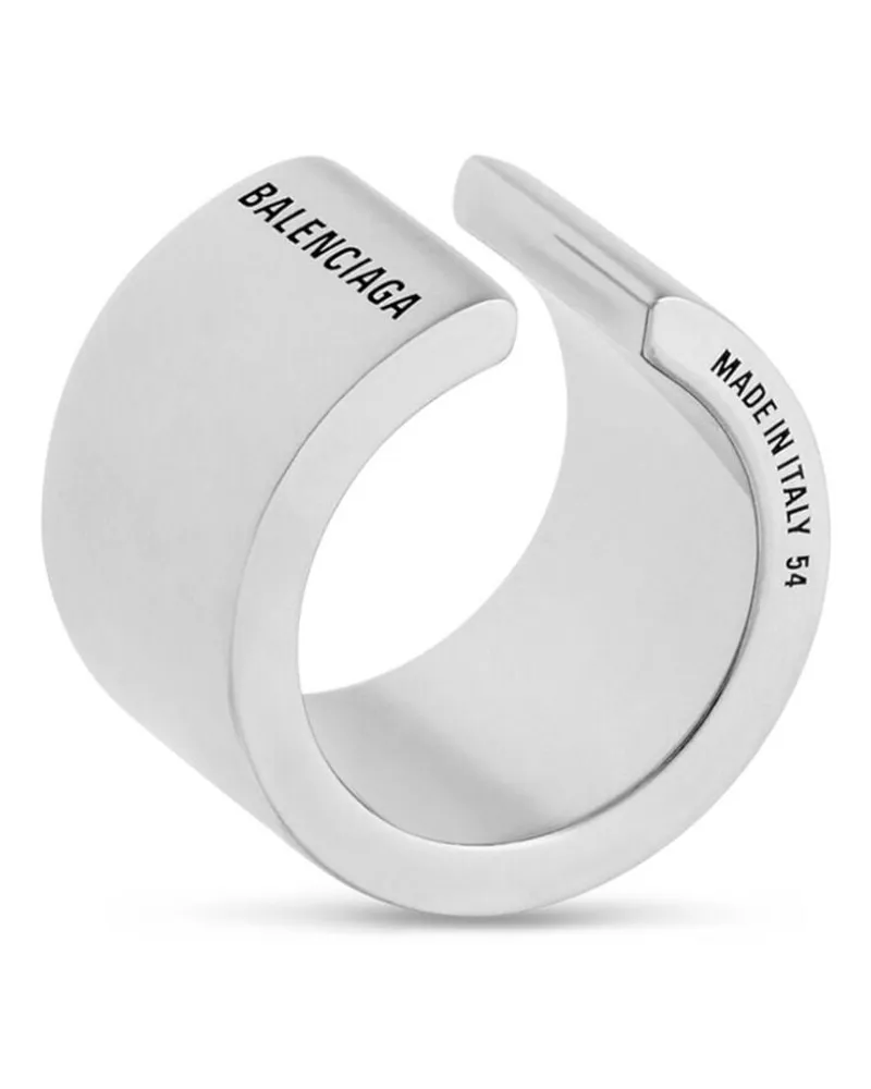 Balenciaga Garage Ring mit Logo-Print Silber