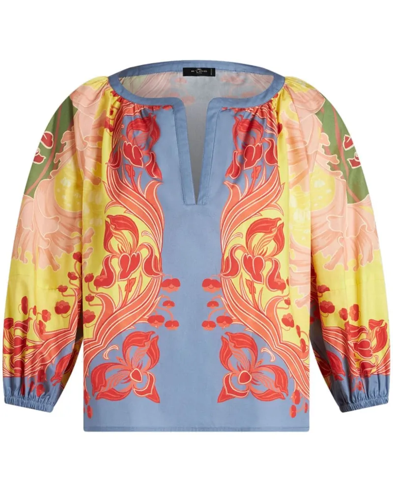 Etro Popeline-Bluse mit Blumen-Print - Gelb Gelb