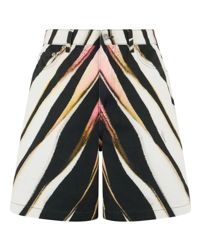 Roberto Cavalli Jeans-Shorts mit Zebra-Print - Schwarz Schwarz