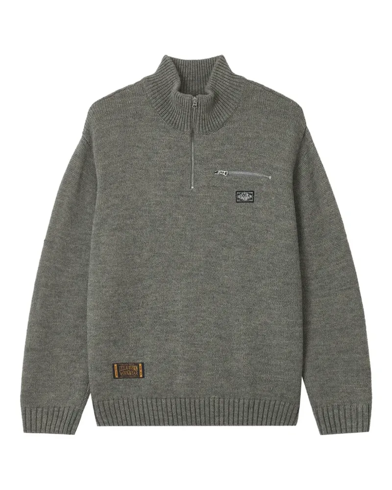 Izzue Sweatshirtjacke mit Logo-Patch - Grau Grau