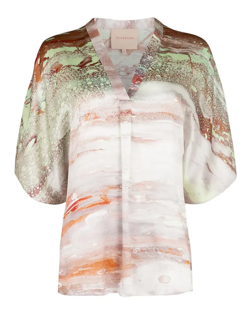 Roksanda Ilincic Bluse mit abstraktem Print - Weiß Weiß