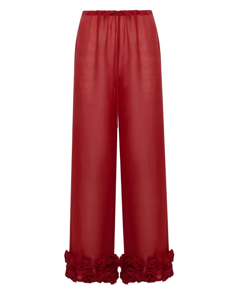 Oséree Hose mit Rosen-Print - Rot Rot
