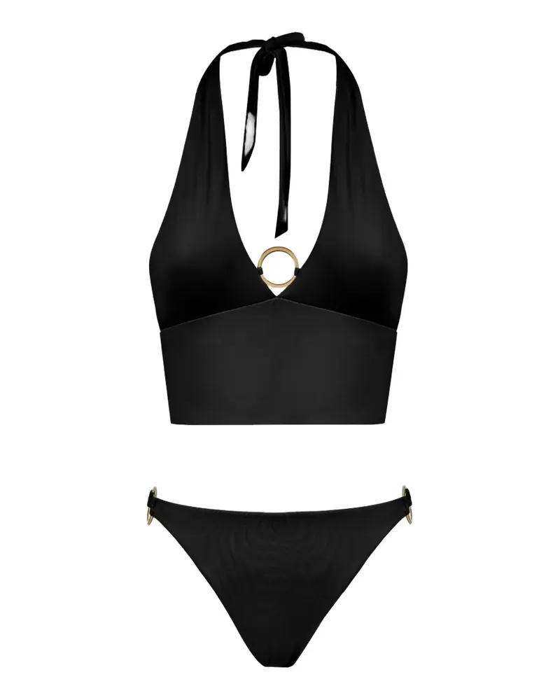 Taller Marmo Crocodile ring-detail bikini - Schwarz Schwarz