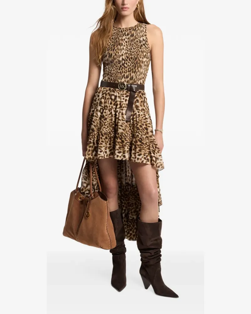 Michael Kors Georgette-Kleid mit Leopardenprint - Nude Nude