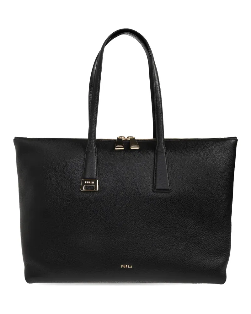 Furla zip leather tote bag - Schwarz Schwarz