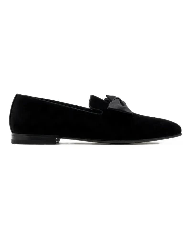Manolo Blahnik Rufus bow-detail velvet oafers - Schwarz Schwarz