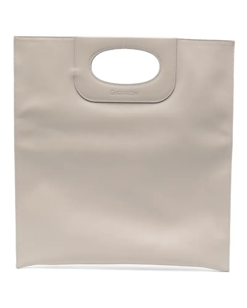 Gherardini Piattina logo-embossed cut-out clutch bag - Grau Grau