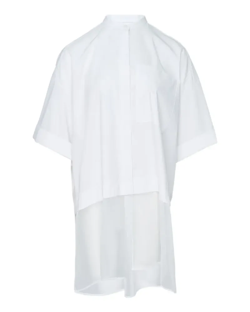 ENFÖLD sheer-panel band-collar shirt - Weiß Weiß