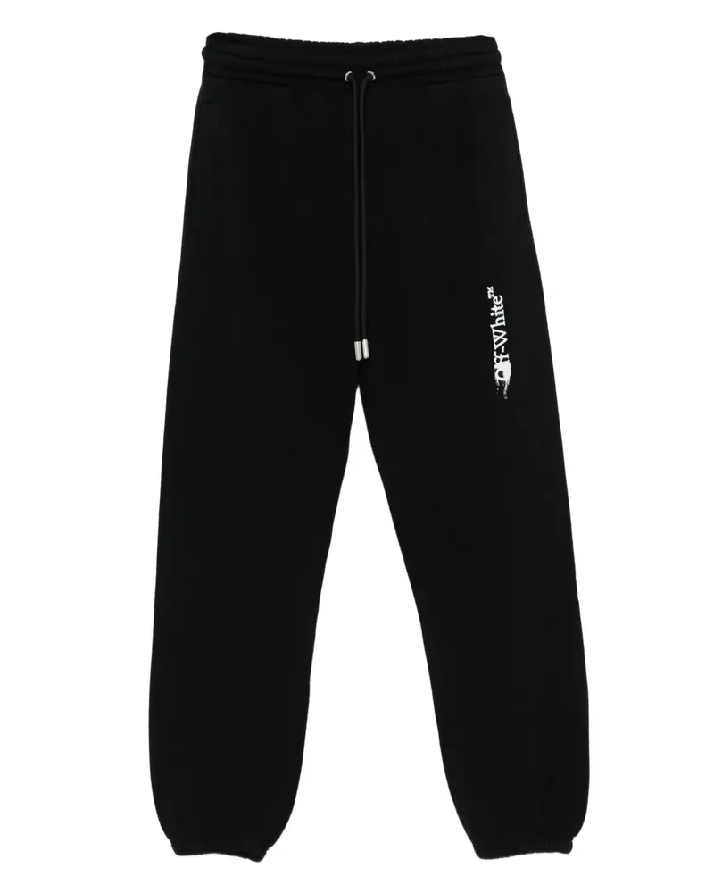OFF-WHITE logo-print drawstring track pants - Schwarz Schwarz