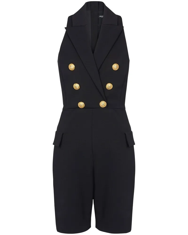 Balmain Doppelreihiger Playsuit mit steigendem Revers - Schwarz Schwarz