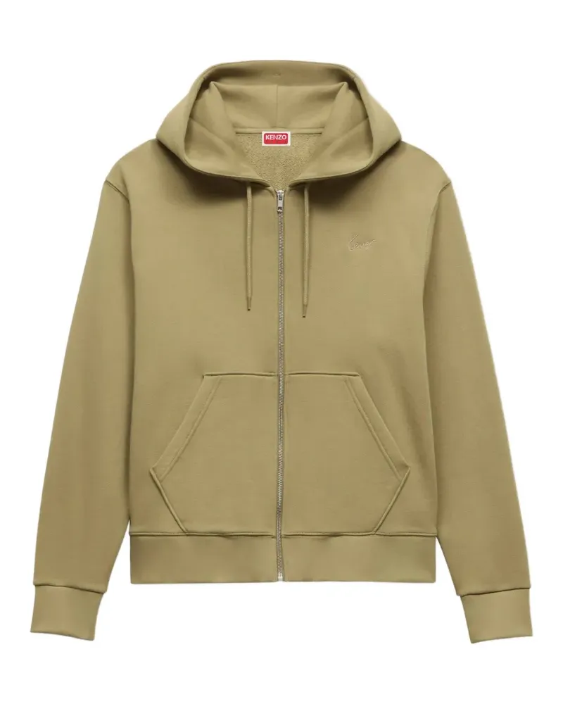 Kenzo logo-embroidered zip-up hoodie - Grün Grün