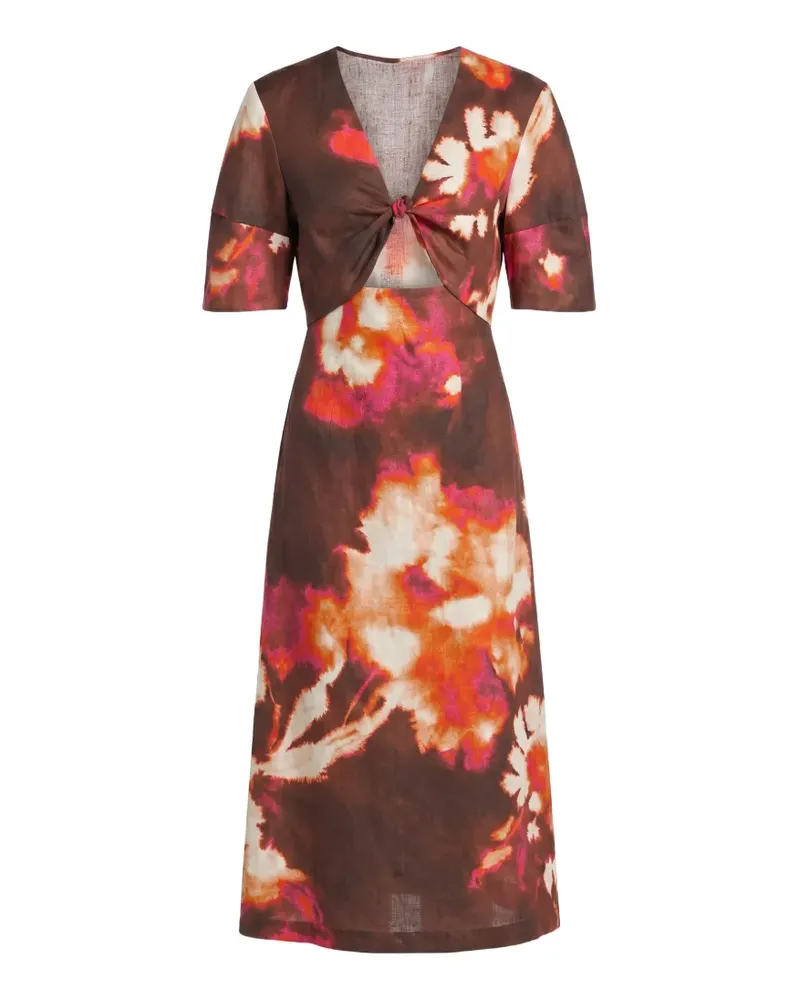 Liviana Conti floral-print cut-out midi dress - Braun Braun