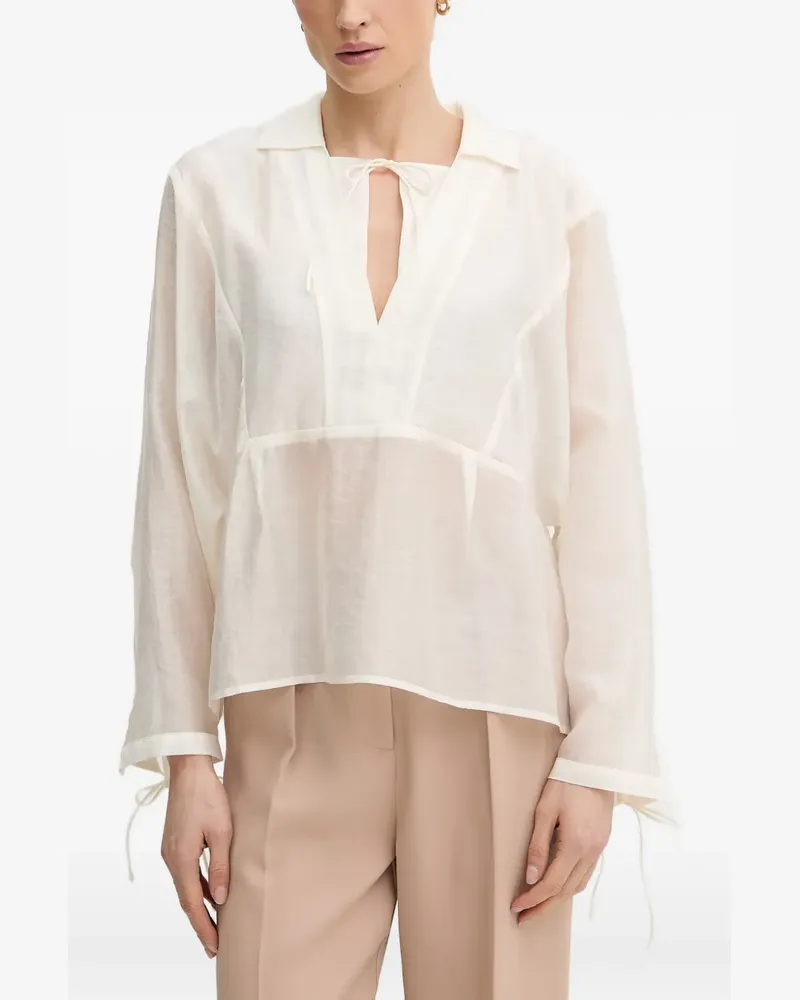 MUNTHE Semi-transparente Babette Bluse mit Schnürung - Weiß Weiß