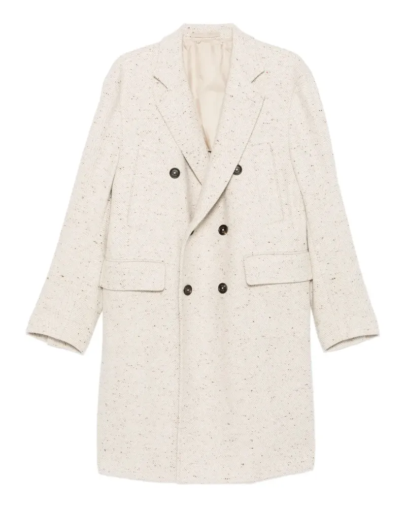 Eleventy Doppelreihiger Mantel mit Fischgrätenmuster - Nude Nude
