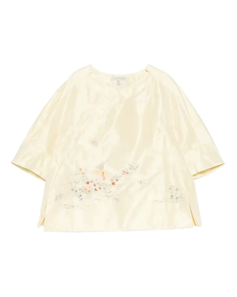 SHIATZY CHEN Oberteil aus Seidensatin mit Stickerei - Gelb Gelb