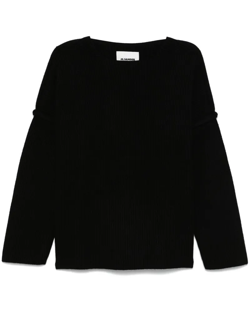 Jil Sander Gerippter Pullover - Schwarz Schwarz