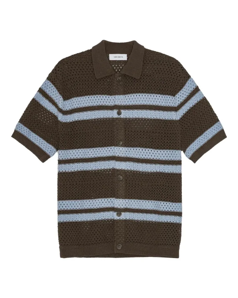 LES DEUX Gestreiftes Gianni Strickhemd - Braun Braun
