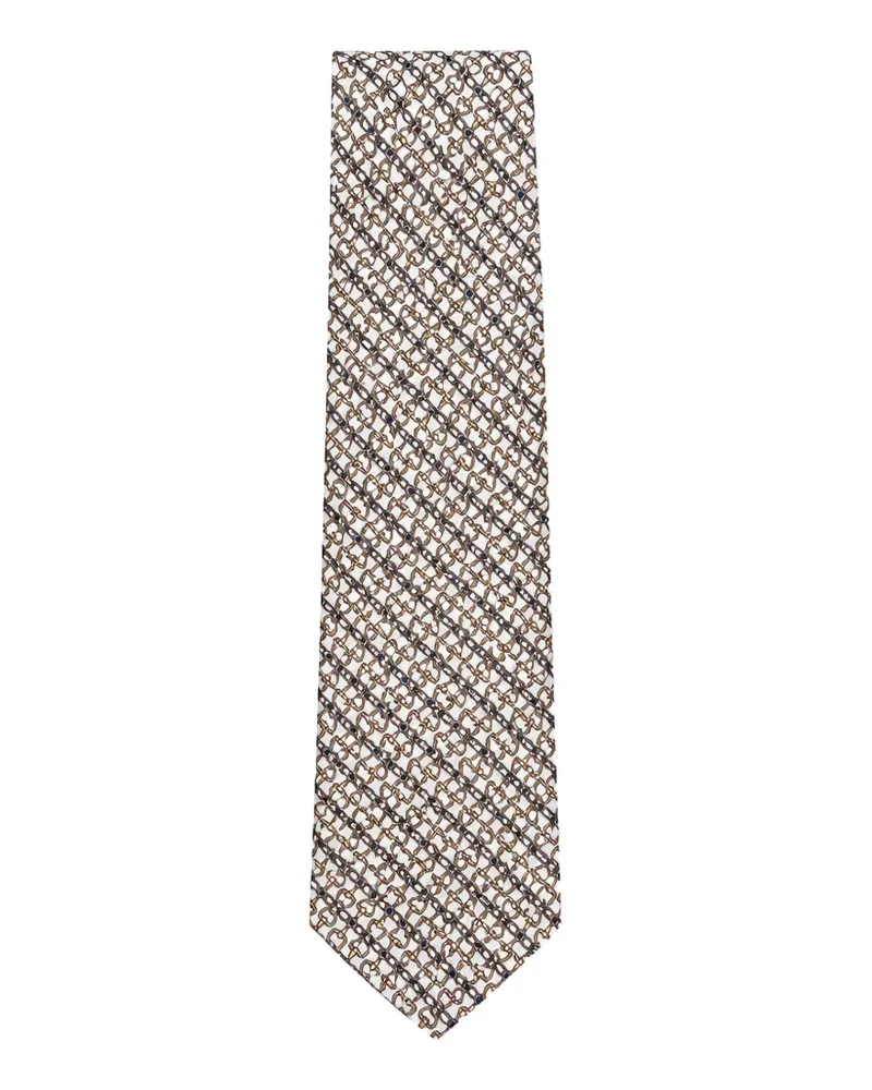 Tombolini Krawatte mit geometrischem Print - Weiß Weiß