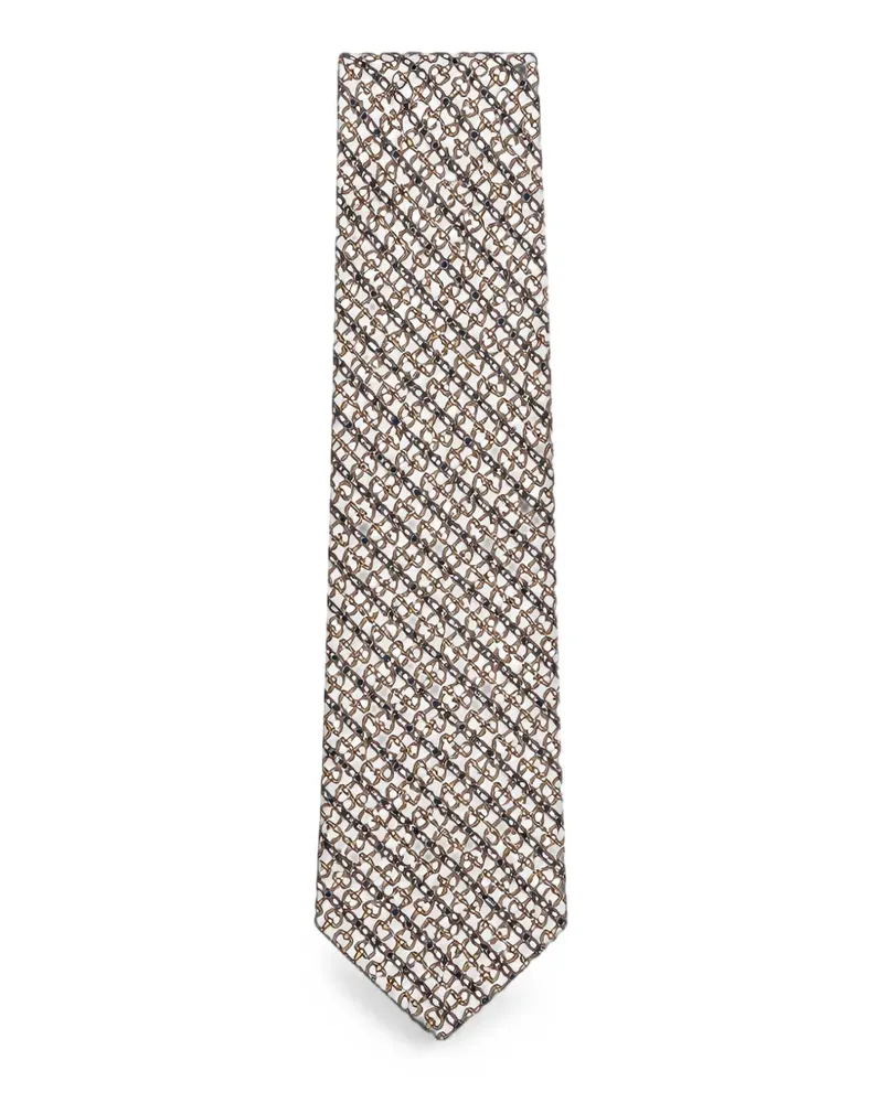 Tombolini Krawatte mit geometrischem Print - Weiß Weiß