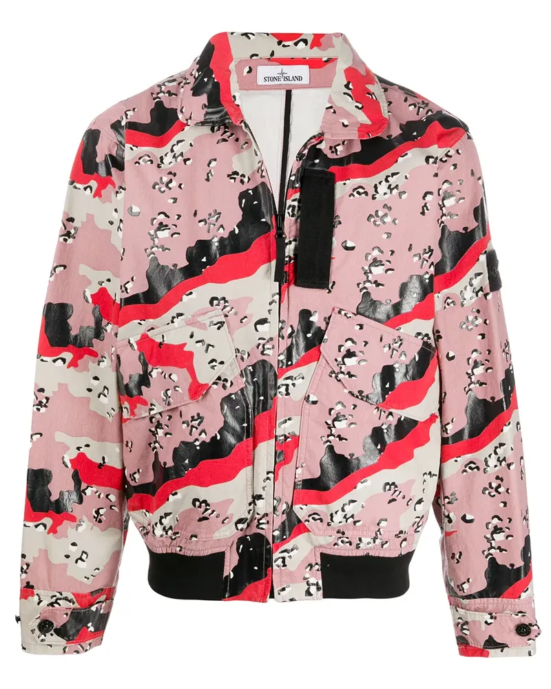 Stone Island Jacke mit abstraktem Print - Rosa Rosa