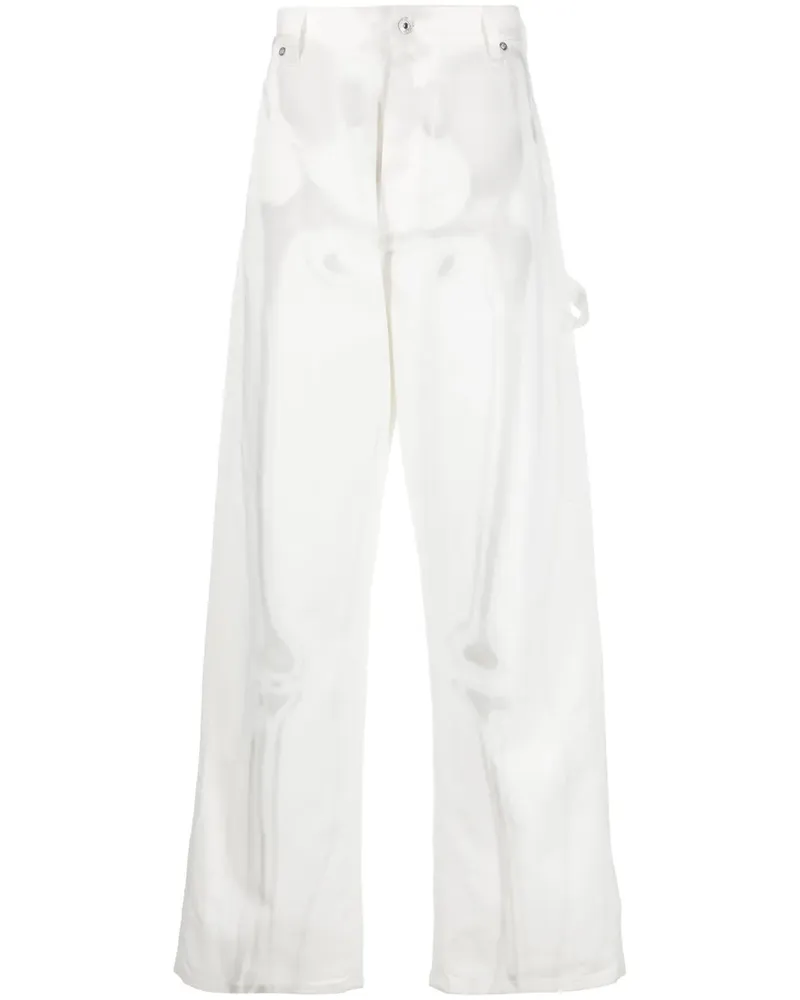 OFF-WHITE Weite Jeans mit Body Scan-Print - Weiß Weiß