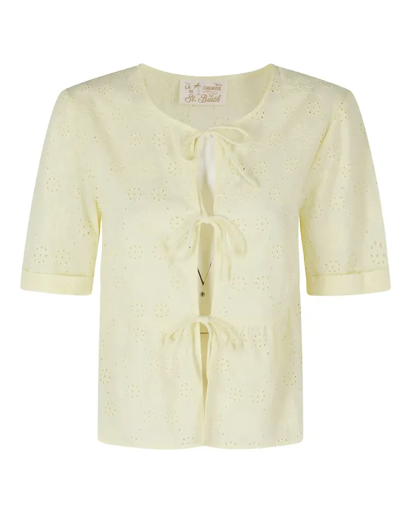 MC2 Saint Barth Alyson broderie-anglaise peplum blouse - Gelb Gelb