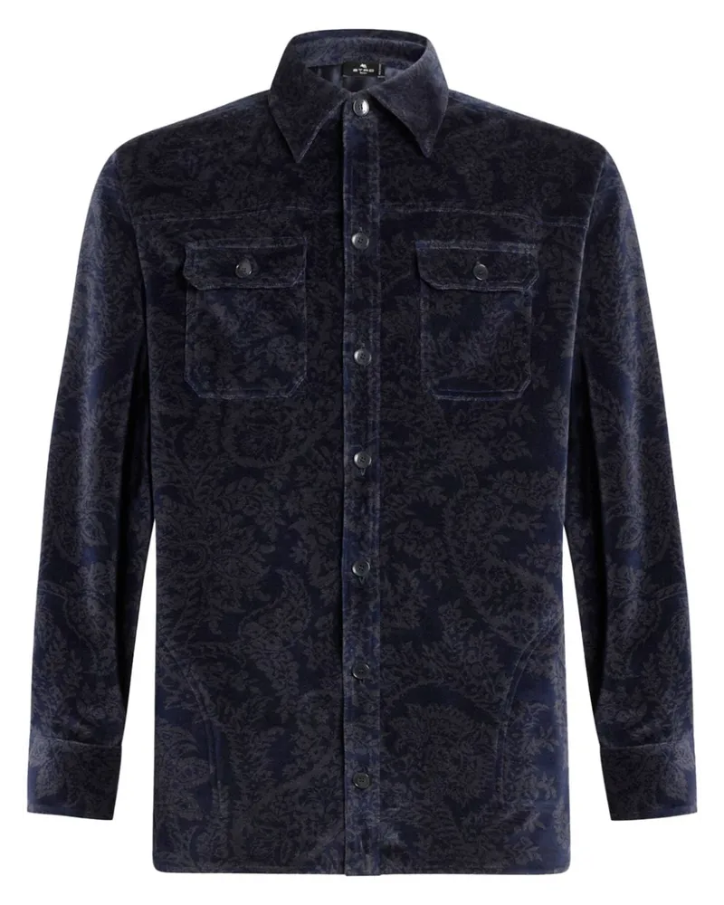 Etro Hemdjacke aus Jacquard-Chenille Blau