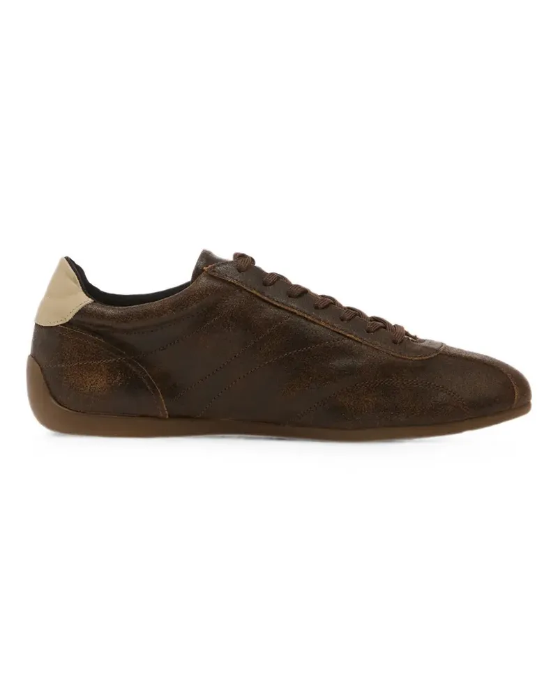 Vagabond Hollie distressed-effect lace-up low-top sneakers - Braun Braun
