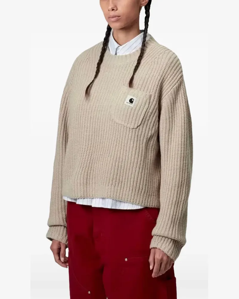 Carhartt WIP Gerippter Pullover mit Logo-Patch - Nude Nude
