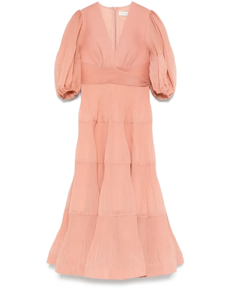 Zimmermann Midikleid mit Falten - Rosa Rosa