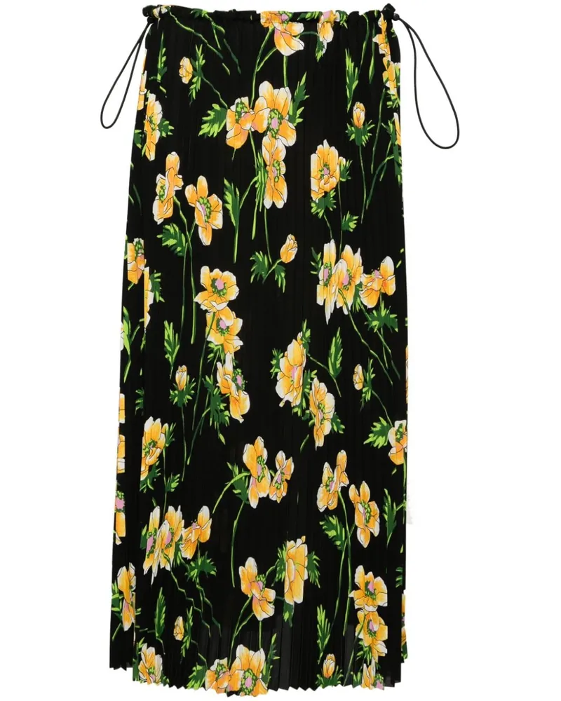 Balenciaga Midirock mit Blumen-Print - Schwarz Schwarz