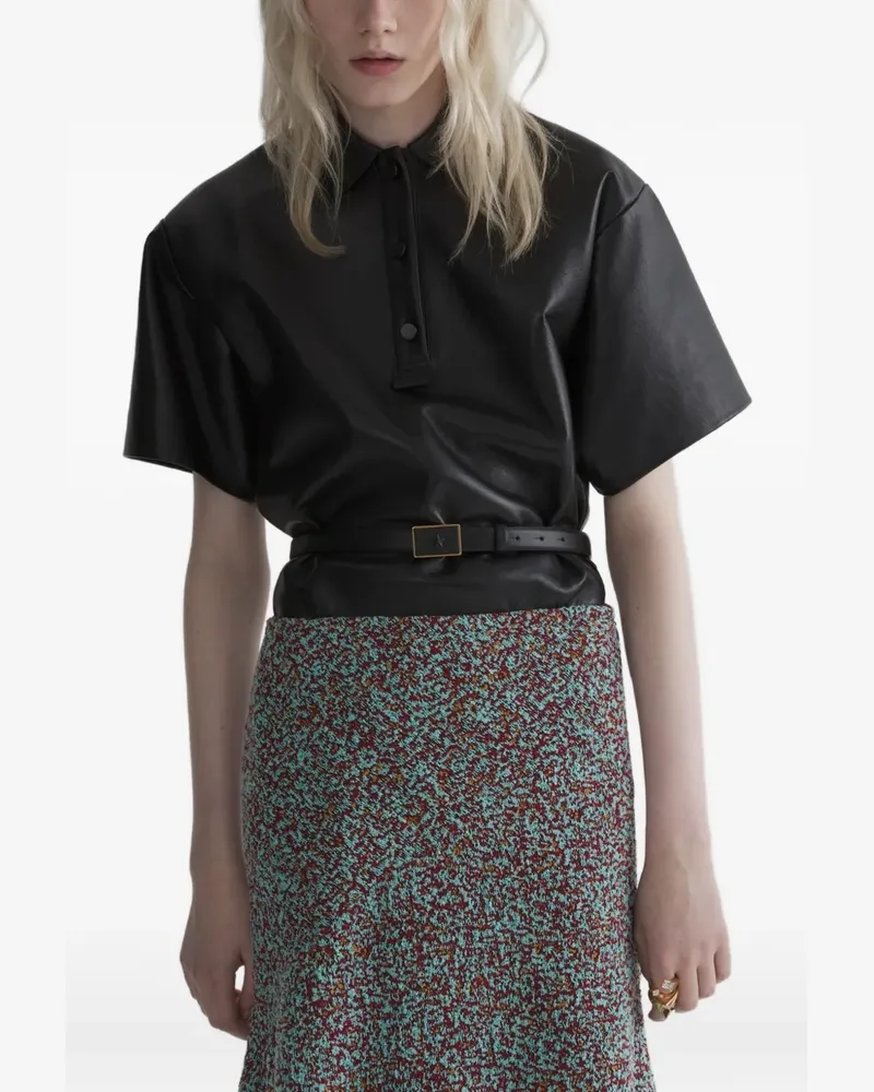 Thierry Mugler Poloshirt aus Leder - Schwarz Schwarz