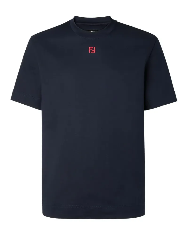 Fendi T-Shirt mit Logo-Stickerei - Blau Blau