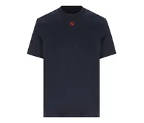 logo-embroidered T-shirt - Blau