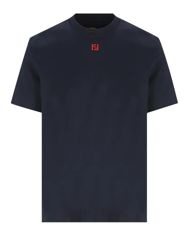 Fendi logo-embroidered T-shirt - Blau Blau