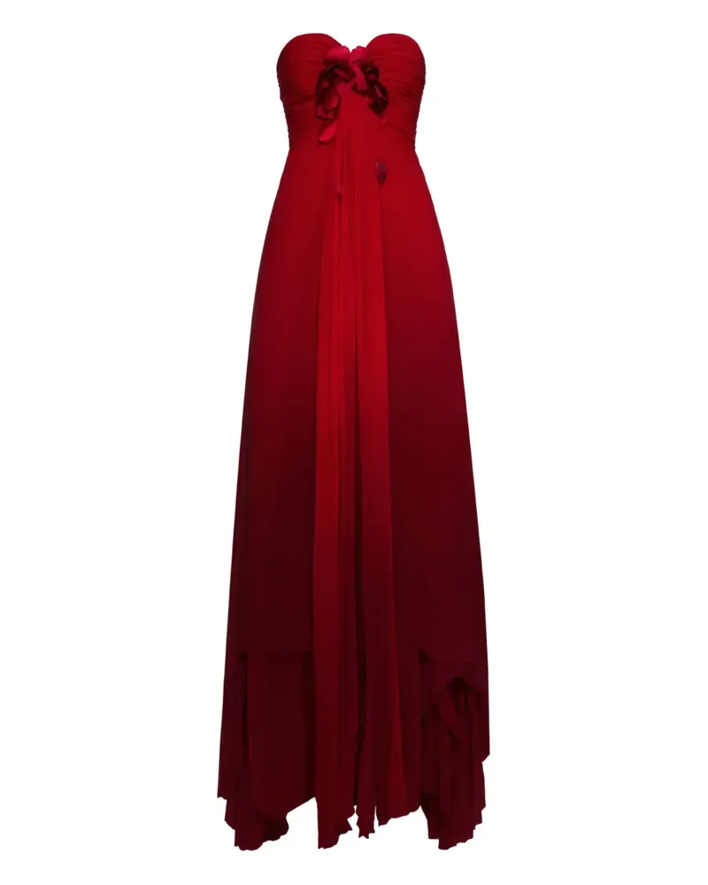 Oscar de la Renta Ombré-Abendkleid mit Falten - Rot Rot