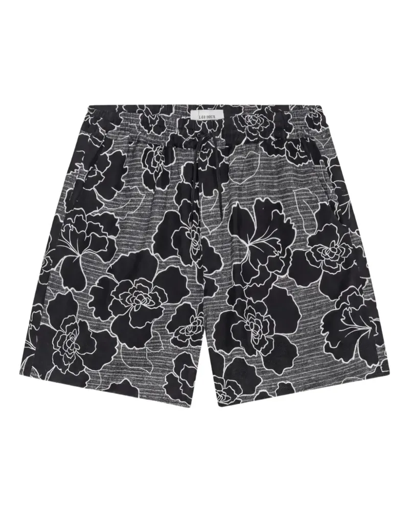 LES DEUX Charlie Poppy floral-print drawstring shorts - Schwarz Schwarz