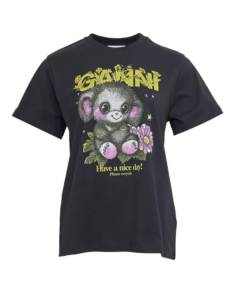 Ganni graphic-print T-shirt - Grau Grau