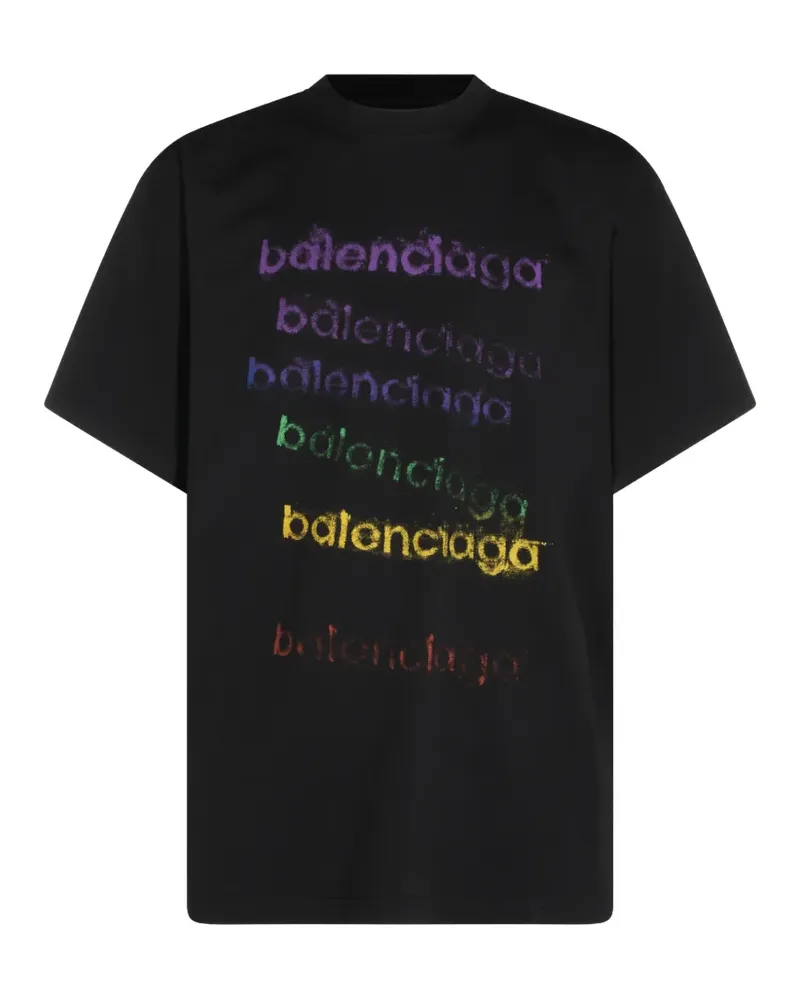 Balenciaga Logo-T-Shirt mit tiefen Schultern - Schwarz Schwarz