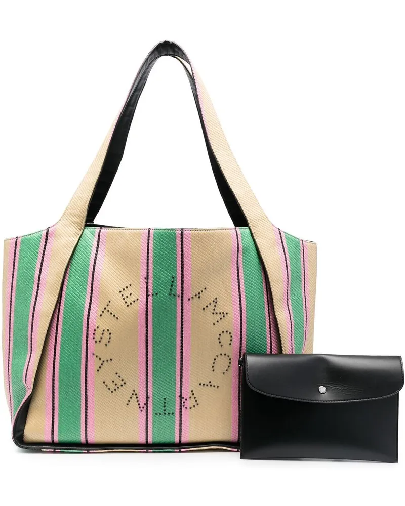 Stella McCartney Shopper mit Logo-Streifen - Grün Grün