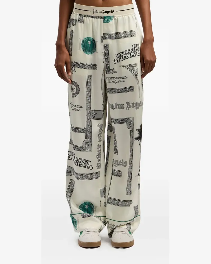 Palm Angels dollar-print elasticated pajama-style pants - Nude Nude