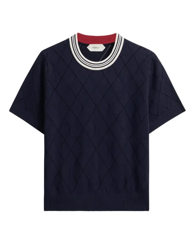 Pringle of Scotland T-Shirt mit Argyle-Textur - Blau Blau
