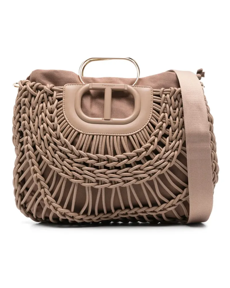 Twin-Set Handtasche mit Flechtmuster - Nude Nude