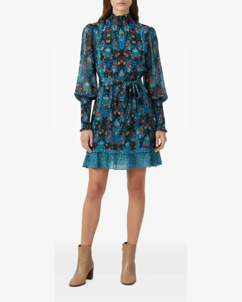 FARM Rio Arabesque Minikleid mit Blumenprint - Blau Blau