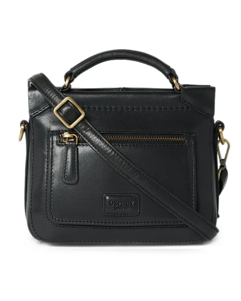 Osprey micro Oxford leather cross body bag - Schwarz Schwarz