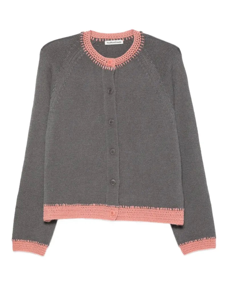 YMC Cardigan mit gehäkeltem Besatz - Grau Grau